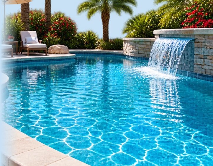Clear backyard swimming pool in Las Vegas